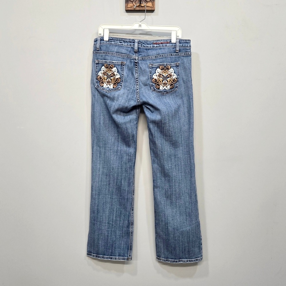 Vintage Y2K Vigoss Bootcut Jeans Size 31 Low Rise Embroidered Pockets‎ Butterfly